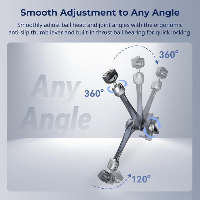 Detalle de SMALLRIG 11" Rosette Magic Arm 4900 – Kamera- & Monitorhalterung mit 1/4-20 und 3/8-16 Positionierschraube (bis 3 kg)