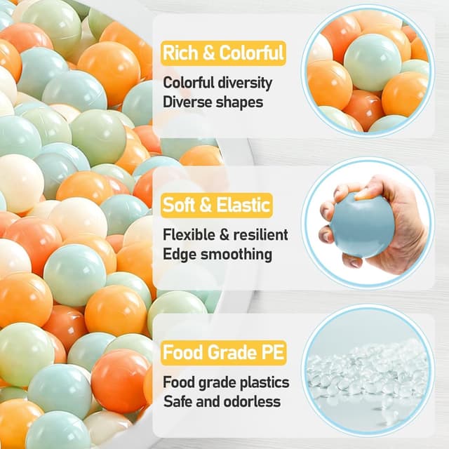 Detalle de FHRILEK Ball Pit Balls (2.15 in) — Safe, BPA-Free Plastic Balls for Toddler Playpens & Indoor Ball Pits, 50-Pack in 5 Colors
