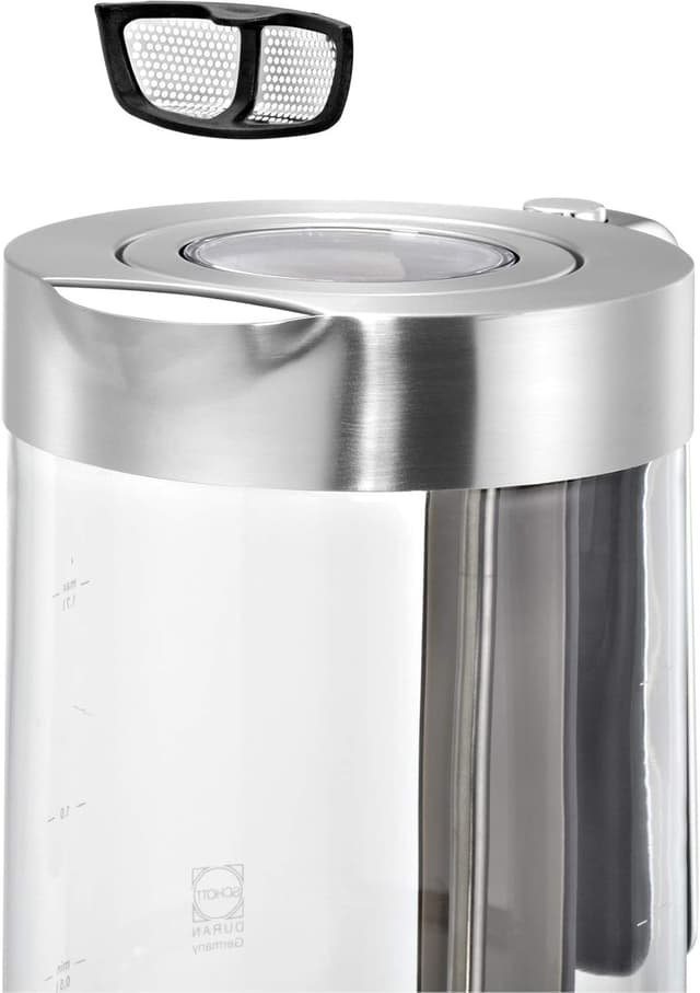 Detalle 2 de WMF Lono Glas-Wasserkocher mit Kalkfilter (1,7 Liter, 3000 Watt) – kabellos, mattierter Edelstahl