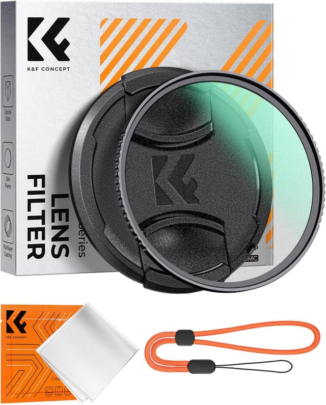 Detalle de K&F CONCEPT 67mm Filtro Black Mist 1/8 con tappo e panni per obiettivo (K Serie) – effetto cinematografico