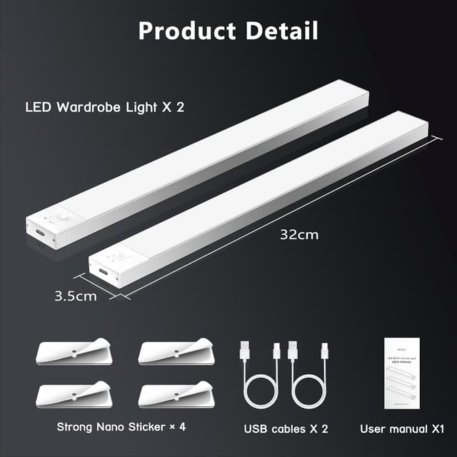 Thumbnail 6 de OUILA Luz LED Armario Sensor 3000K 60 LEDs