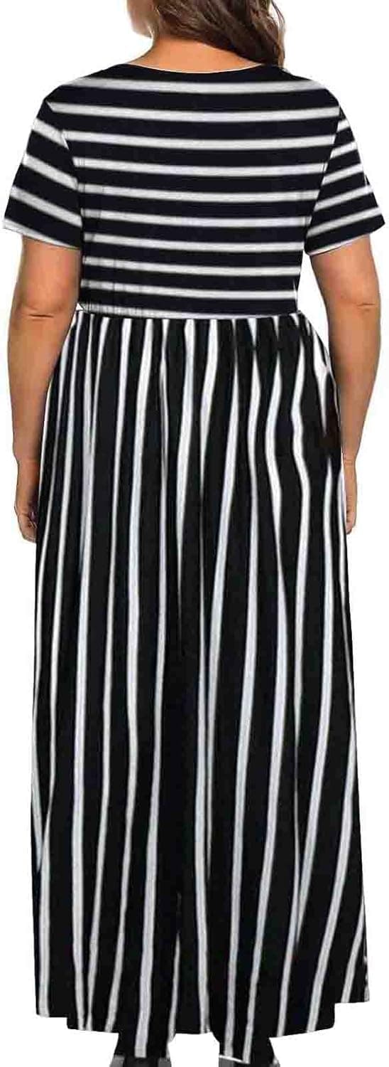 Detalle 2 de Kancystore Women’s Plus Size Short-Sleeve Maxi Dress with Pockets (XL–5X)