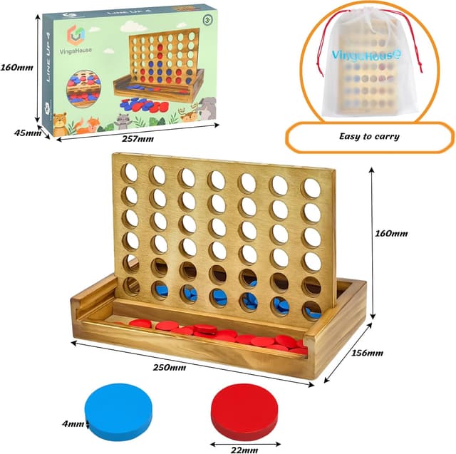 Thumbnail 2 de VingaHouse Vier gewinnt Retro Holzspiel