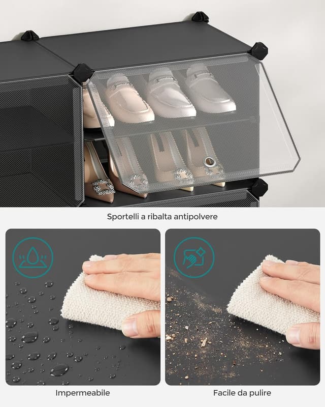 Thumbnail 6 de SONGMICS LPC034B01 scarpiera modulare a 8 scomparti per 32 paia, con sportelli e telaio in acciaio