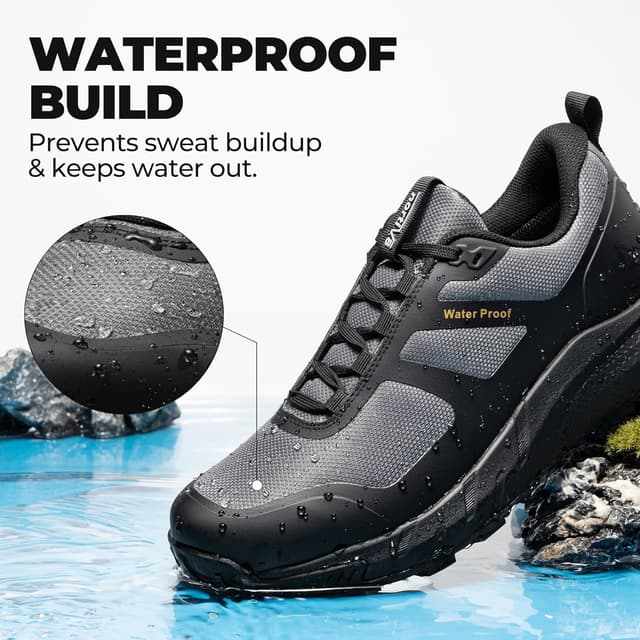 Detalle de NORTIV 8 Scarpe Trekking Impermeabili da Uomo leggere con suola antiscivolo e supporto plantare