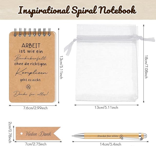 Detalle de Dankeschön Geschenk für Kollegen: Notizblock-Kugelschreiber-Set im 6er-Set (Abschiedsgeschenk)