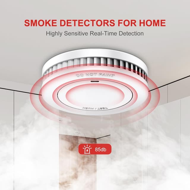 Detalle de Smoke Alarm for Home 10 Year Battery 3 Pack