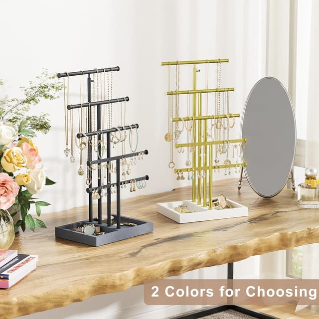 Thumbnail 6 de Love-KANKEI 5-stufiger Schmuckständer für Ketten, Ohrringe, Ringe & Armbänder (43,5 x 16 x 22 cm) – Schwarz-Grau