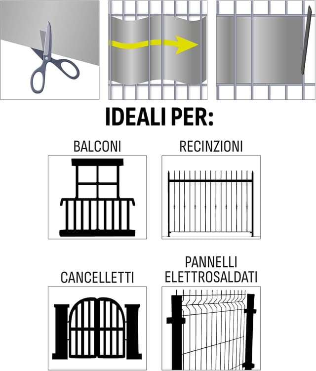 Thumbnail 6 de TENAX Flexi strisce frangivista in HDPE 19 cm x 205 cm grigio chiaro/antracite con 2 clip