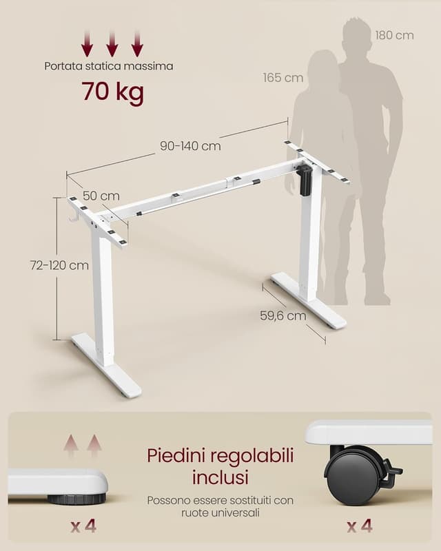 Thumbnail 5 de VASAGLE LSD021W01V2 Scrivania regolabile elettrica 72–120 cm