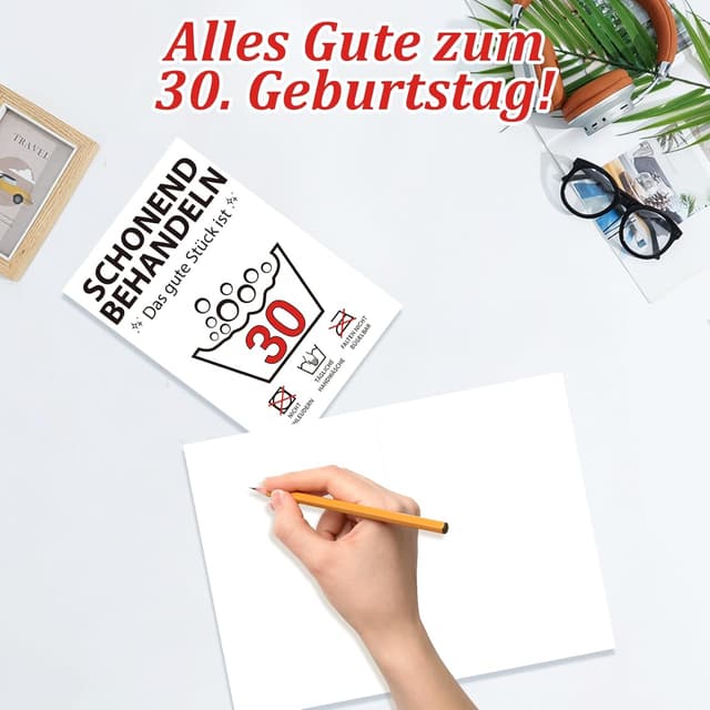 Detalle de Komergave 30. Geburtstag bedruckte Stoffbeutel für Frauen (Tote Bag) inkl. Grußkarte, 40 x 35 cm