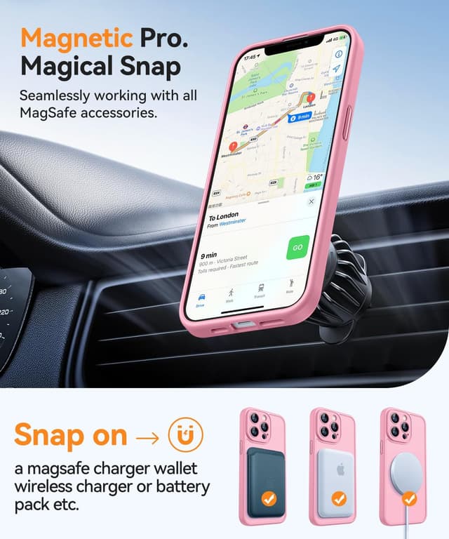 Detalle de CANSHN Magnetic Case for iPhone 13 Pro Max (6.7-inch) with full camera protection – Pink