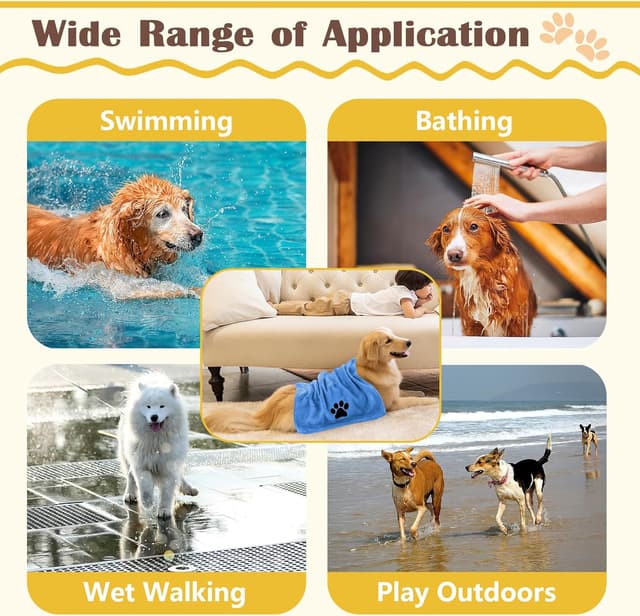 Detalle de Deepton Hundehandtuch (2er-Set) extra saugfähig, schnell trocknende Mikrofaser – 100 x 50 cm, blau