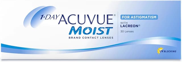 Detalle de ACUVUE MOIST 1-DAY for Astigmatism Tageslinsen mit -3.00 dpt, Cyl -1.25, Ach 90 & BC 8.5 (30 Linsen)