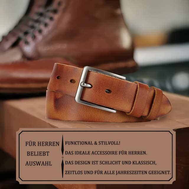 Detalle 2 de DOOPAI Herren-Ledergürtel aus Vollleder, casual & Arbeit, mit einstellbarer Länge