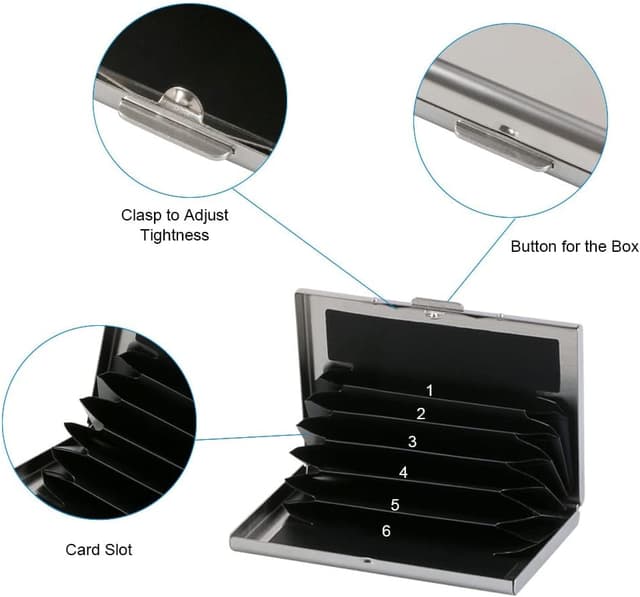 Detalle 2 de Vicloon Kartenetui für Kreditkarten mit RFID/NFC- Schutz, 6 Fächer – Aluminium (weiß)