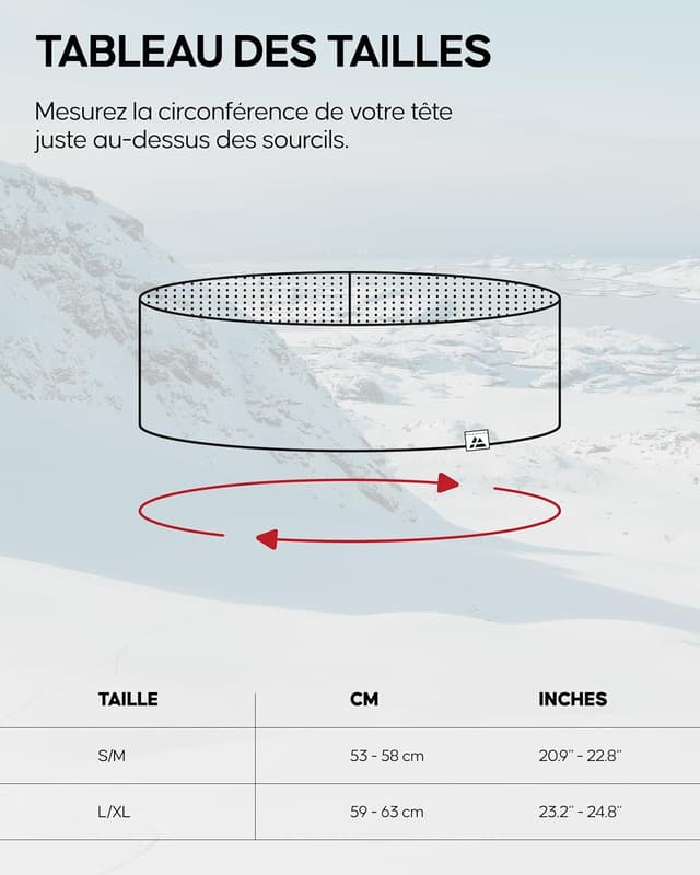 Detalle de DANISH ENDURANCE Bandeau en laine mérinos doublé polaire thermique, bleu marine foncé (S/M)