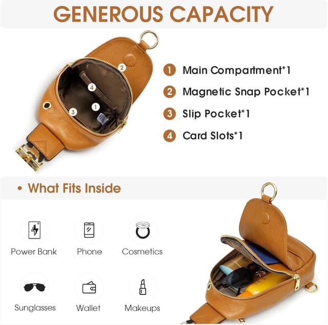 Detalle de Kattee borsa a tracolla da donna in vera pelle da viaggio con blocco RFID