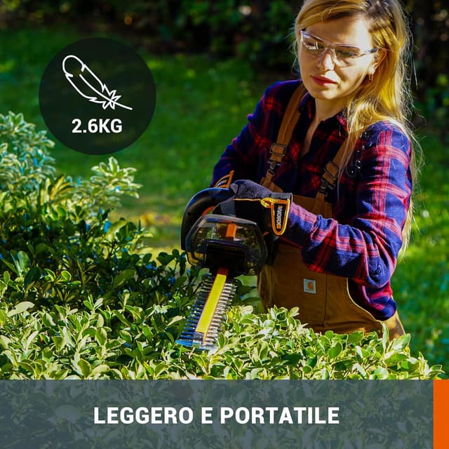 Detalle de WORX WG264E.9 tagliasiepi a batteria con lama da 56 cm (solo corpo, senza batteria e caricabatteria)