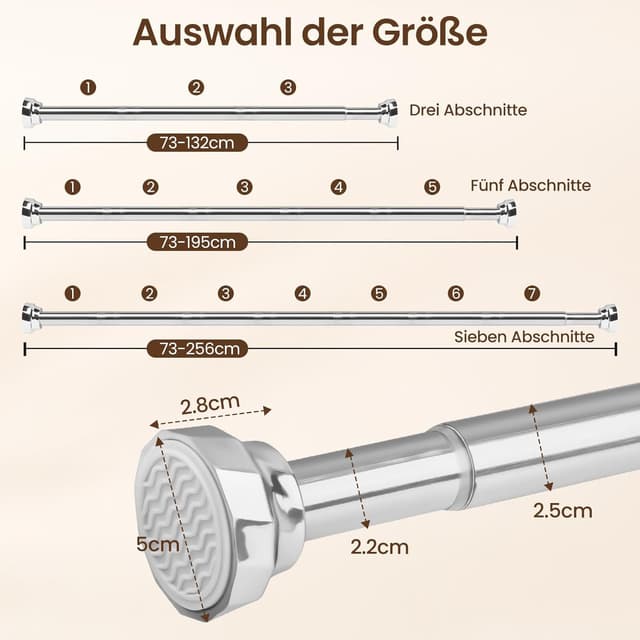 Detalle 2 de Duschvorhangstange ohne Bohren 25 mm 73-195 cm