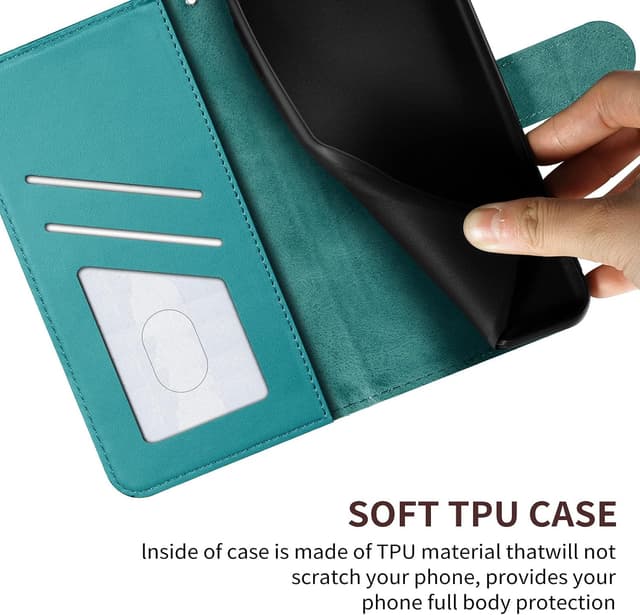 Detalle de Nbziyoo Embossed Deer Floral Flip Wallet Case for iPhone 14 Plus (Blue)