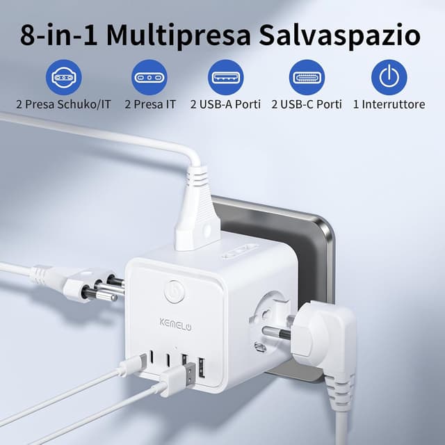 Detalle 2 de Ciabatta multipresa 4 prese con USB 🔌