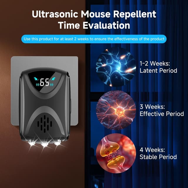 Detalle de Ultrasonic Mouse Repeller Upgraded Smart Chip Dual Speakers – 1–65kHz 2 Pack