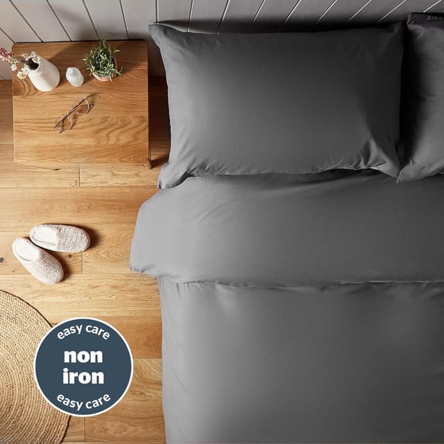 Detalle 2 de Silentnight Supersoft Duvet Set (Cosy & Comfortable) – Double Charcoal, microfibre with button fastening