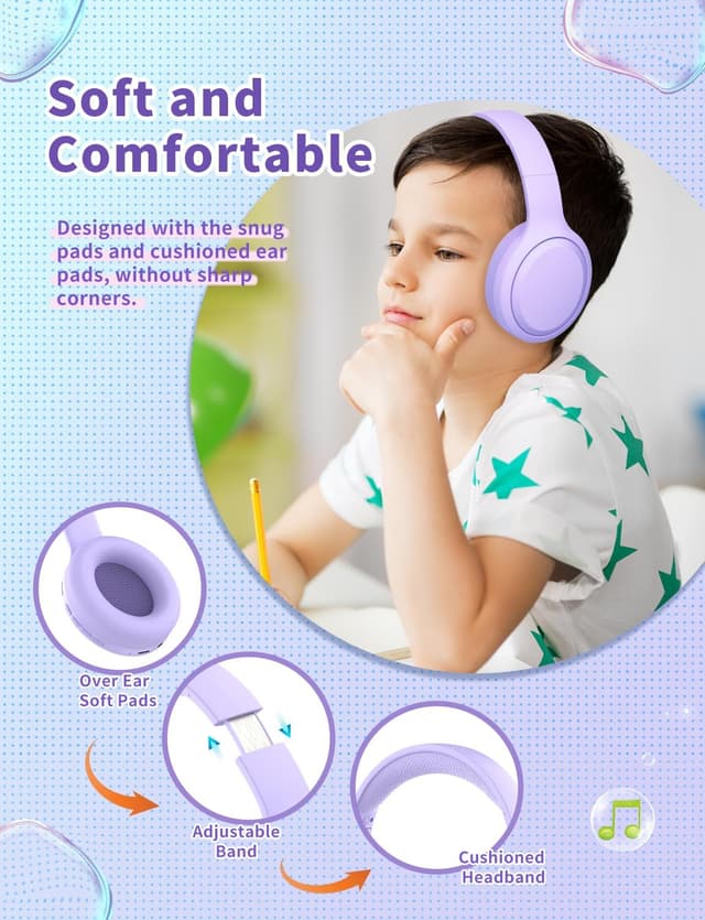 Detalle de Xunpuls Kids Bluetooth Headphones 10H