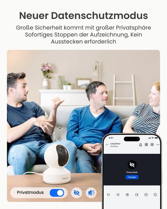 Detalle de Reolink E1 Zoom 4K PTZ WLAN-Überwachungskamera (Innen) mit 3x optischem Zoom & Auto-Tracking