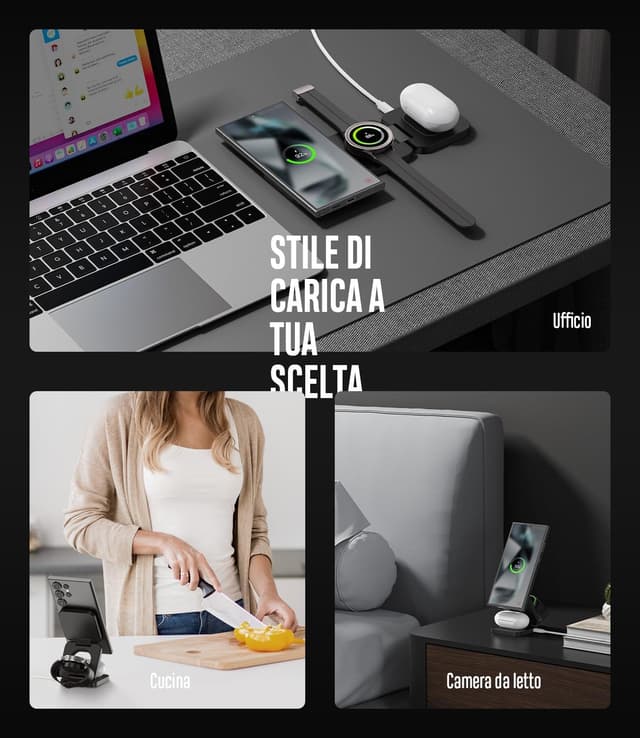 Thumbnail 4 de KU XIU Stazione di ricarica wireless 3 in 1 per Samsung