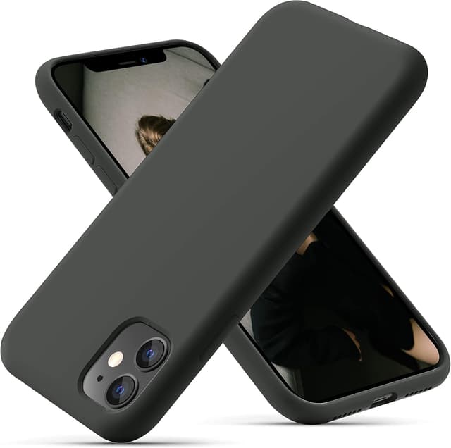 Detalle de OitiYaa liquid silicone case for iPhone 11 (6.1-inch) – soft ultra-slim shockproof cover with anti-scratch lining, Space Gray