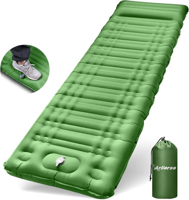 Detalle de Arlierss Isomatte (12 cm) – Luftmatratze fürs Camping mit Fußpumpe und Kissen