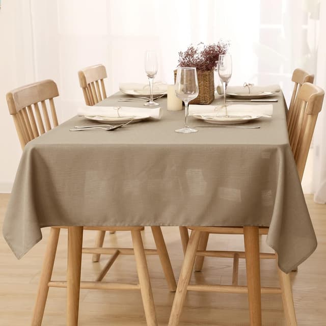 Detalle de Deconovo tovaglia impermeabile rettangolare in poliestere 130x280 cm tinta unita Taupe chiaro