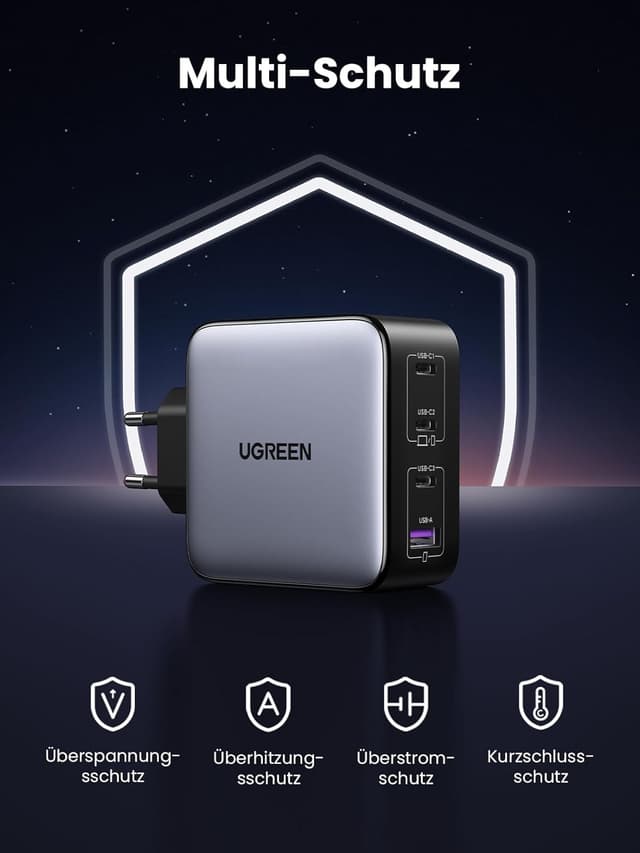 Detalle 2 de UGREEN Nexode 100W Ladegerät 4‑Ports ✅