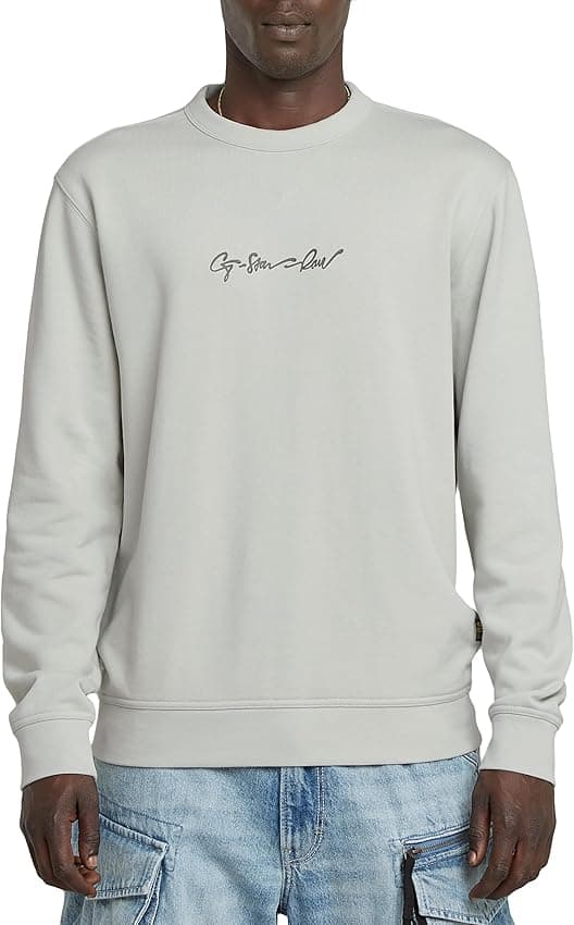 Detalle de G-Star Hombre Sudadera G-Script Logo Verde 🟢