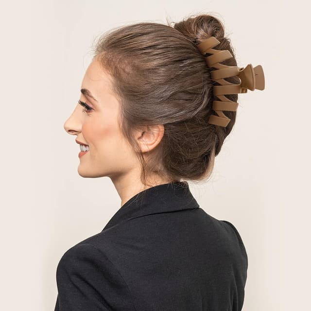 Detalle de HBselect 8er-Set Haarklammern mit Blume & Kralle – Hairclips für dickes Haar, rutschfest, neutrale Farben (Variety Pack)