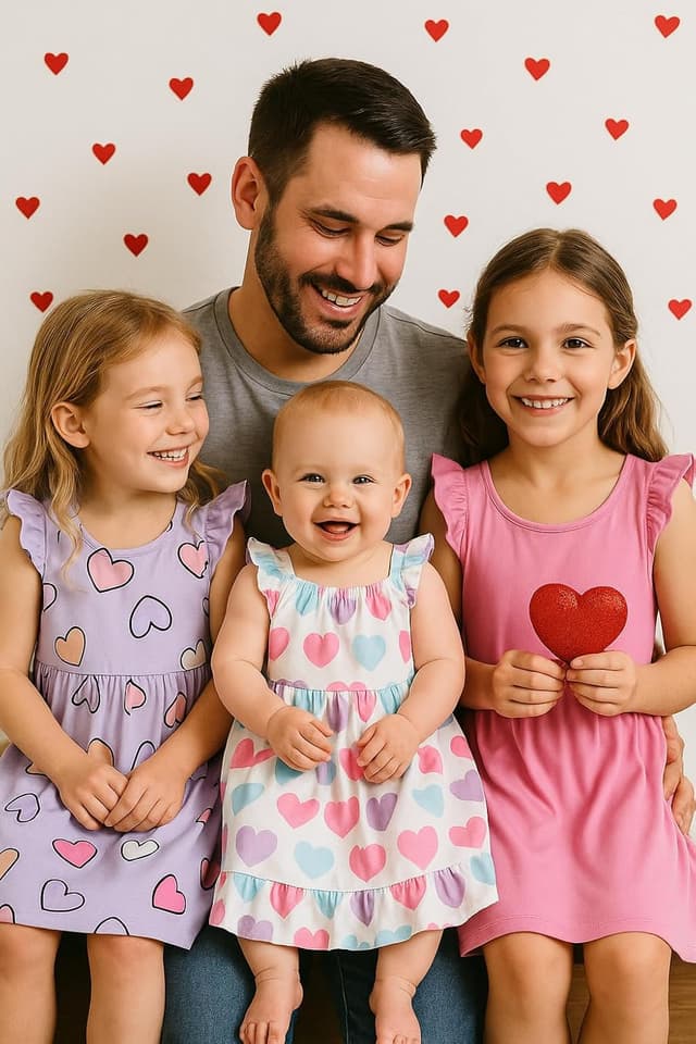 Thumbnail 6 de PATPAT Multipack Girl Toddler Dresses (Heart Prints, Flamingo Stripes, Sleeveless)