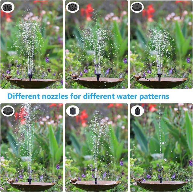 Detalle de AISITIN Solar Fountain Pump (2.5W) with 6 Nozzles & Transparent Hose