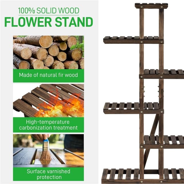 Thumbnail 5 de Yaheetech Soporte para Plantas de Madera 140 cm