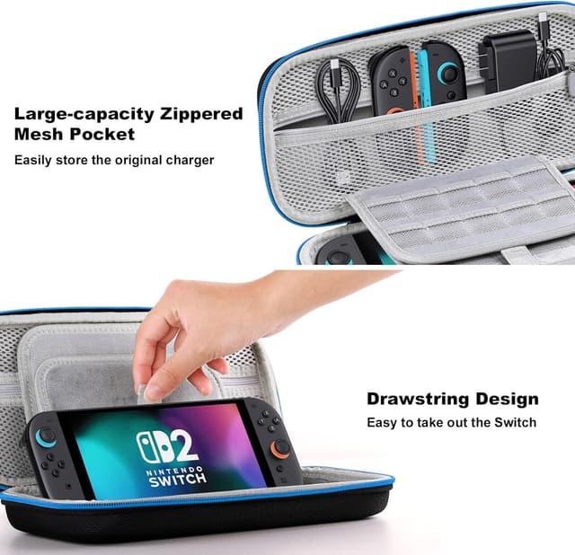 Detalle 2 de Lmcpa Pochette Housse EVA pour Nintendo Switch 2 2025 avec étui rigide et 20 cartouches