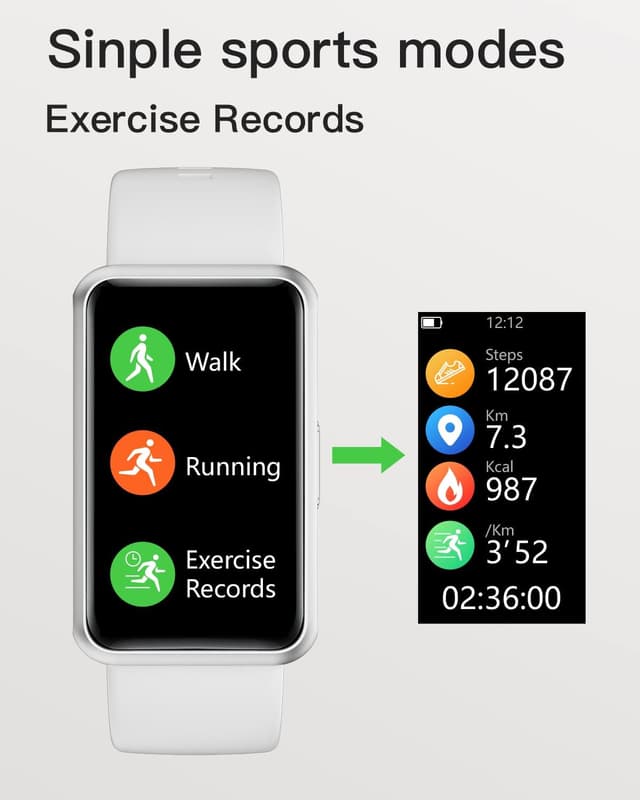 Detalle 2 de HUAKUA Pedometer Watch 1.47-inch Touch Screen Fitness Tracker (No Bluetooth, No App, IP68)