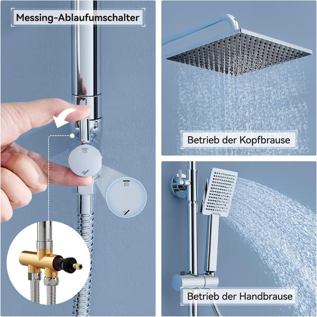 Detalle 1 de Auralum Regendusche 25 x 25 cm Edelstahlset