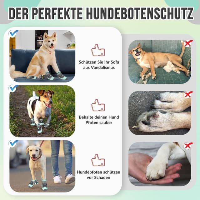 Thumbnail 6 de SlowTon Hundeschuhe Pfotenschutz (4 Stück) – wasserdichte Outdoor-Schuhe mit reflektierendem Klettverschluss