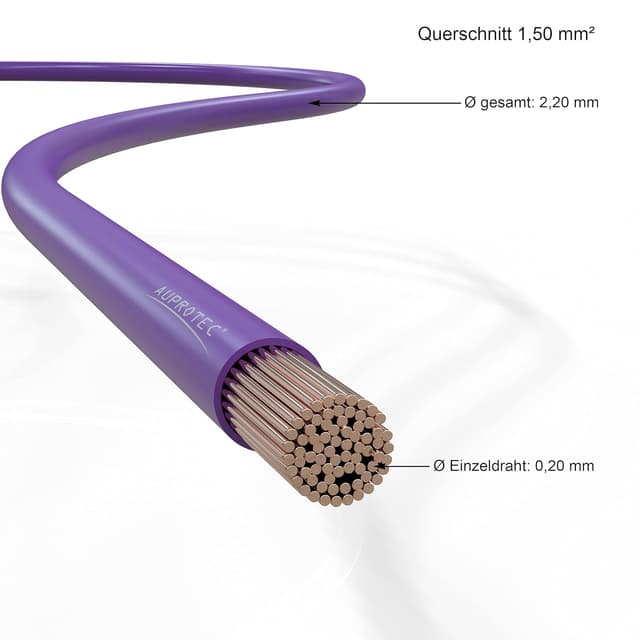 Detalle de AUPROTEC Câble unipolaire FLRY-B 1,5 mm² violet en anneau (10 m)