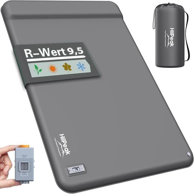Detalle de HiiPeak Isomatte R-Wert 9,5 – Extra Thermal Campingmatratze für 2 Personen mit Kissen