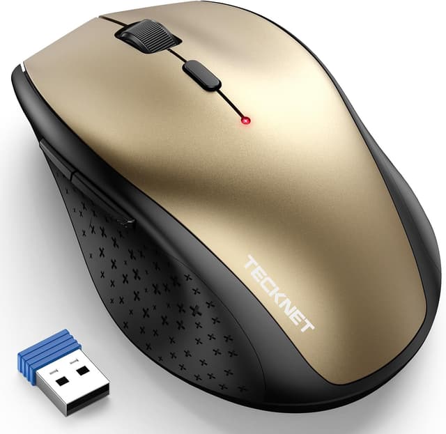 Detalle de TECKNET Kabellose Maus (2,4G, 4800 DPI) mit USB-Nano-Empfänger – 6 Tasten, bis zu 30 Monate Akkulaufzeit