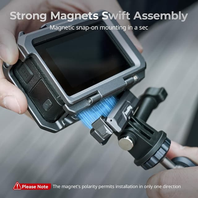 Detalle de SMALLRIG 3662 : support adaptateur magnétique pour DJI Osmo Action 4/3 avec connecteur pliable et filetage 1/4