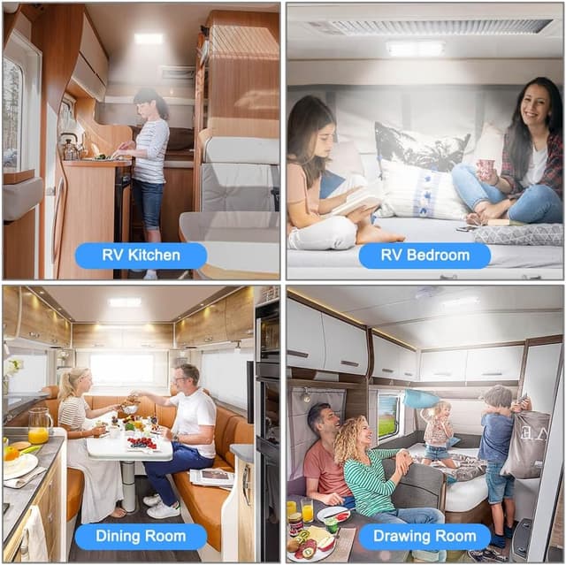 Thumbnail 6 de URAQT LED Deckenleuchte für 12V Wohnmobil mit 72 LEDs, 4 Farbtemperaturen und Fernbedienung