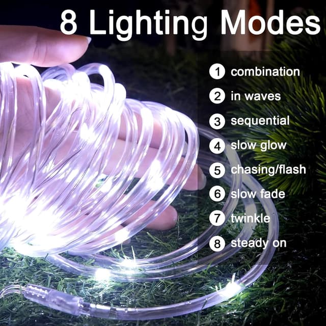 Detalle 2 de WoskjXas Solar Fairy String Lights (12m / 39ft, 100 LEDs) with 8 lighting modes